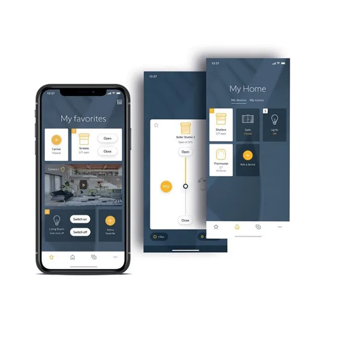 tahoma app benutzeroberflaeche metaform Somfy Tahoma App Benutzeroberfläche zur Steuerung von Rollläden, Beleuchtung und Thermostat